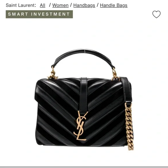 Authentic Yves Saint Laurent Medium College Bag with Gold Chain - Picture 6 of 8